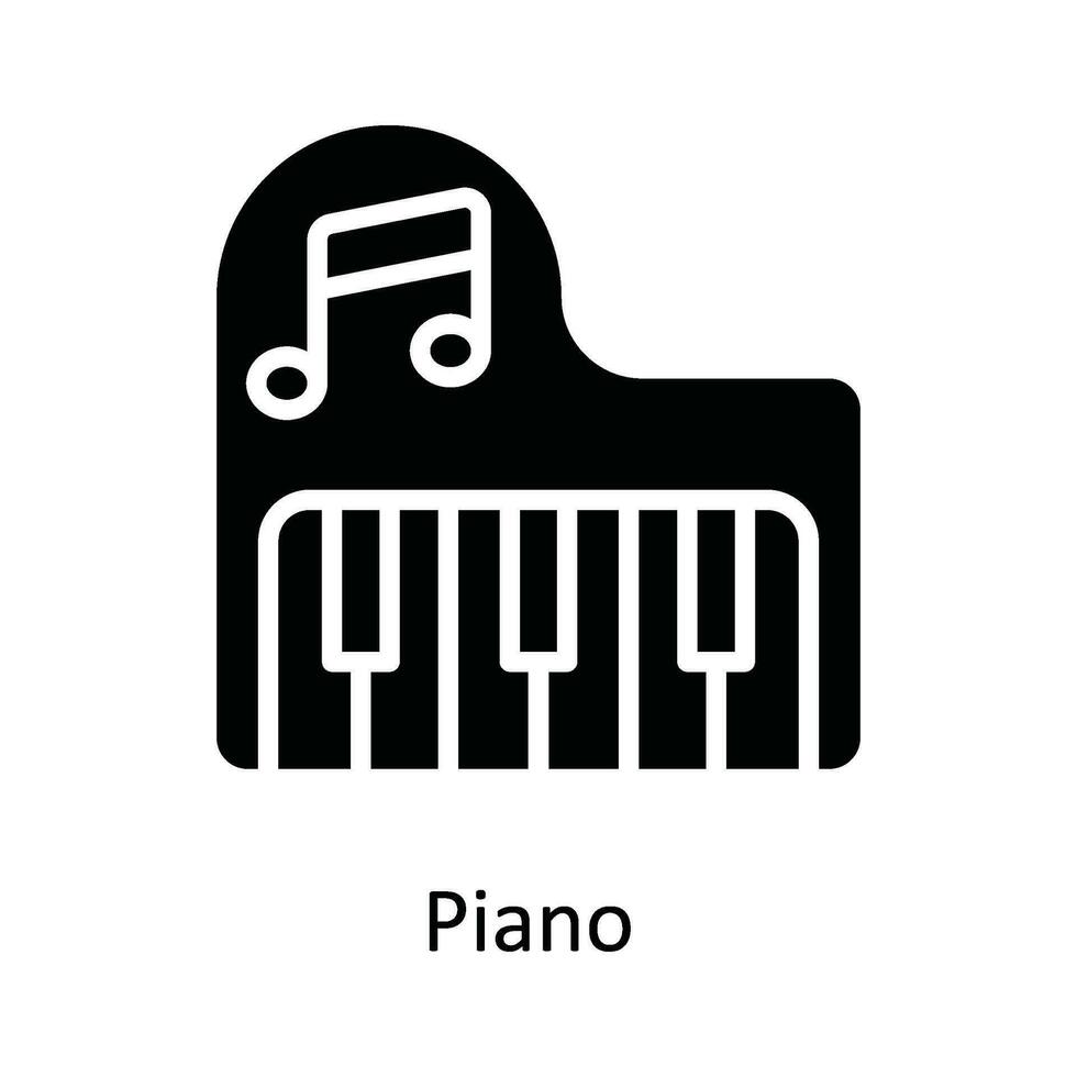 Piano Vector   solid Icon Design illustration. Multimedia Symbol on White background EPS 10 File