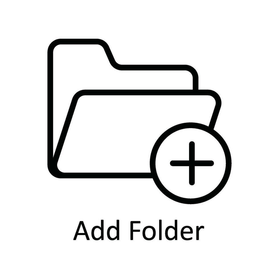 añadir carpeta vector contorno icono diseño ilustración. usuario interfaz símbolo en blanco antecedentes eps 10 archivo