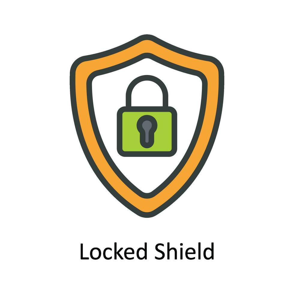 Locked Shield Vector Fill outline Icon Design illustration. Cyber security  Symbol on White background EPS 10 File