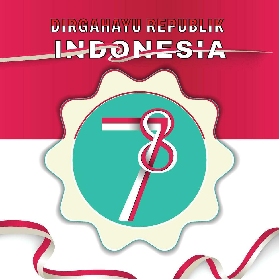 sencillo logo de 78º república indonesio independiente día vector