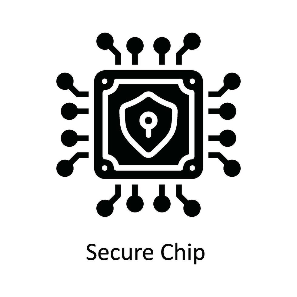 Secure Chip  Vector  solid Icon Design illustration. Cyber security  Symbol on White background EPS 10 File
