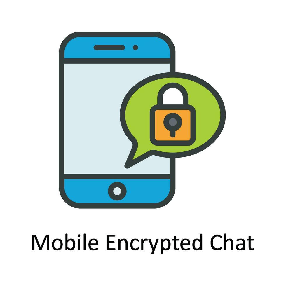 Mobile Encrypted Chat Vector Fill outline Icon Design illustration. Cyber security  Symbol on White background EPS 10 File