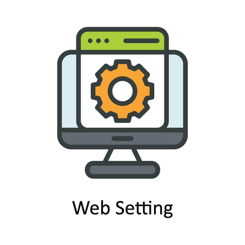 Web Setting  Vector Fill outline Icon Design illustration. Network and communication Symbol on White background EPS 10 File