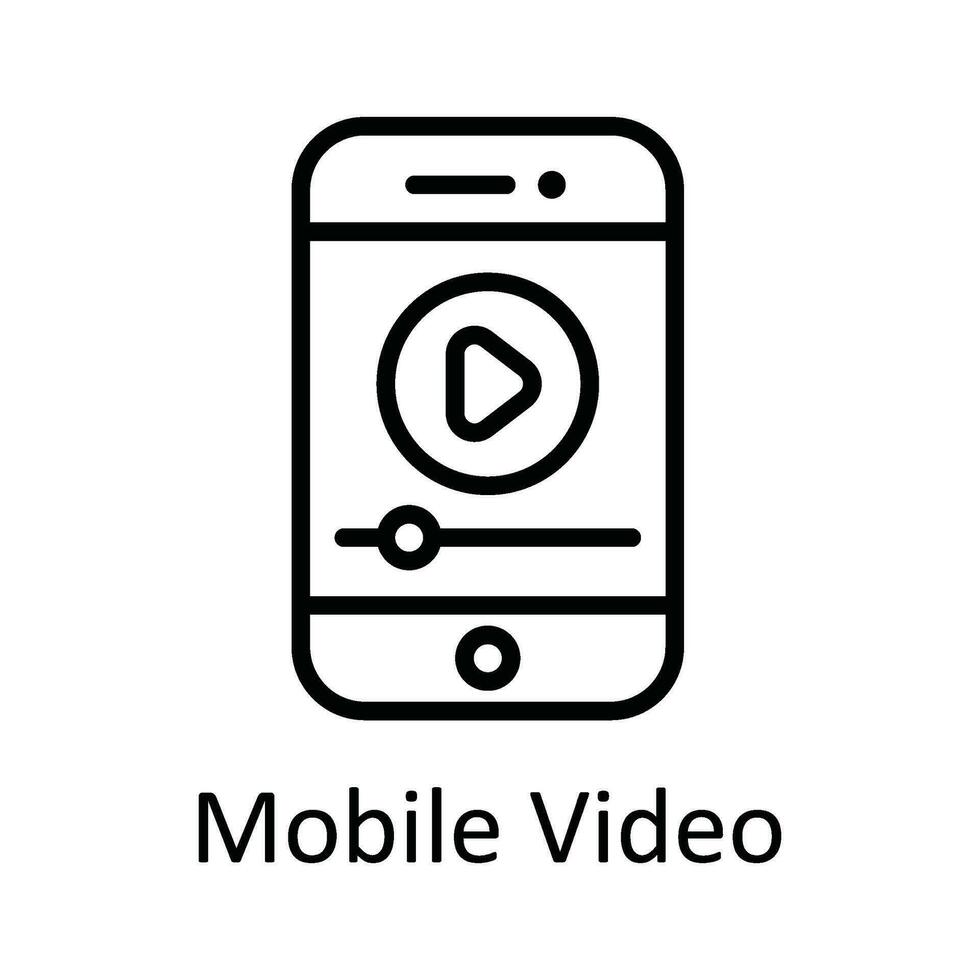 Mobile Video Vector   outline Icon Design illustration. Multimedia Symbol on White background EPS 10 File