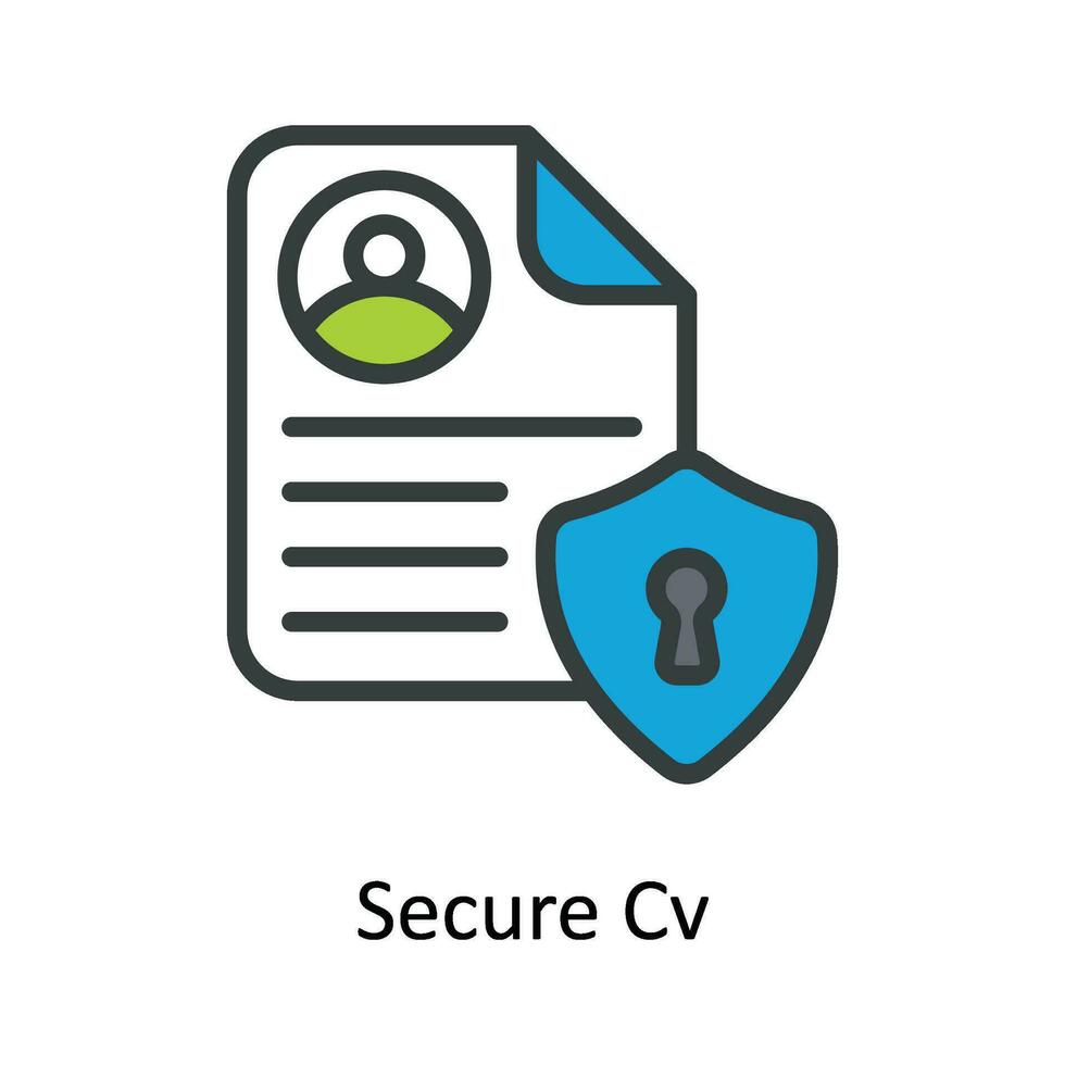 Secure Cv Vector Fill outline Icon Design illustration. Cyber security  Symbol on White background EPS 10 File