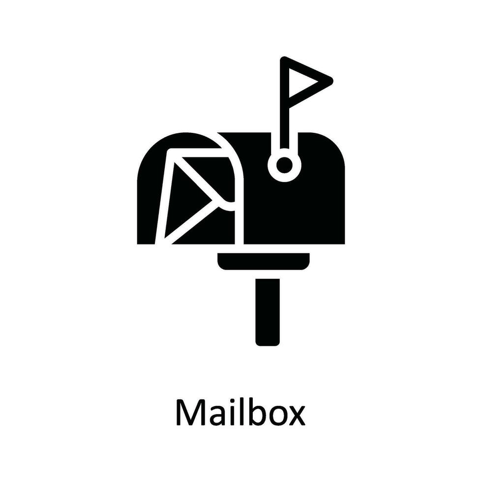 Mailbox  Vector Solid  Icon Design illustration. Network and communication Symbol on White background EPS 10 File