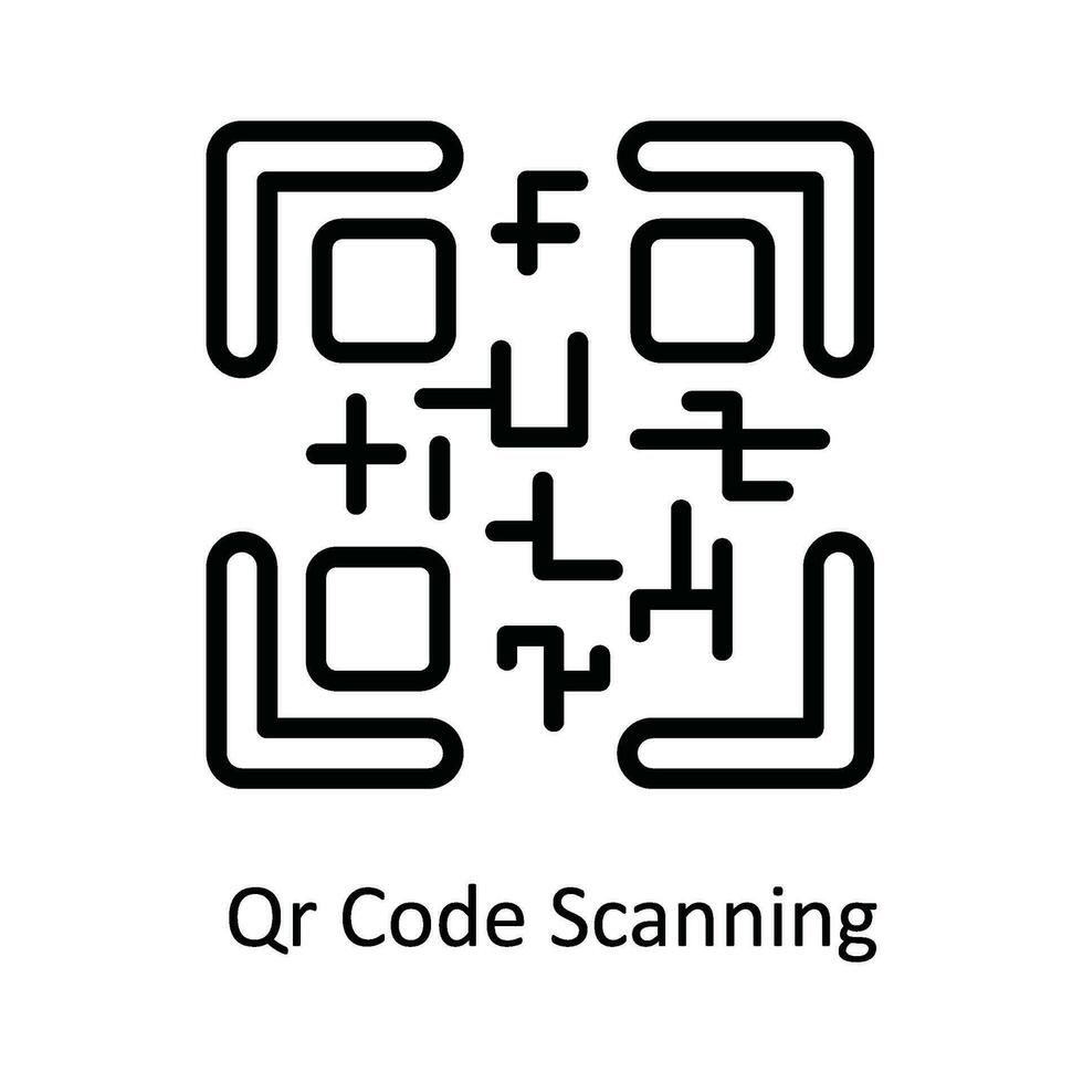 Qr Code Scanning Vector  outline Icon Design illustration. Cyber security  Symbol on White background EPS 10 File