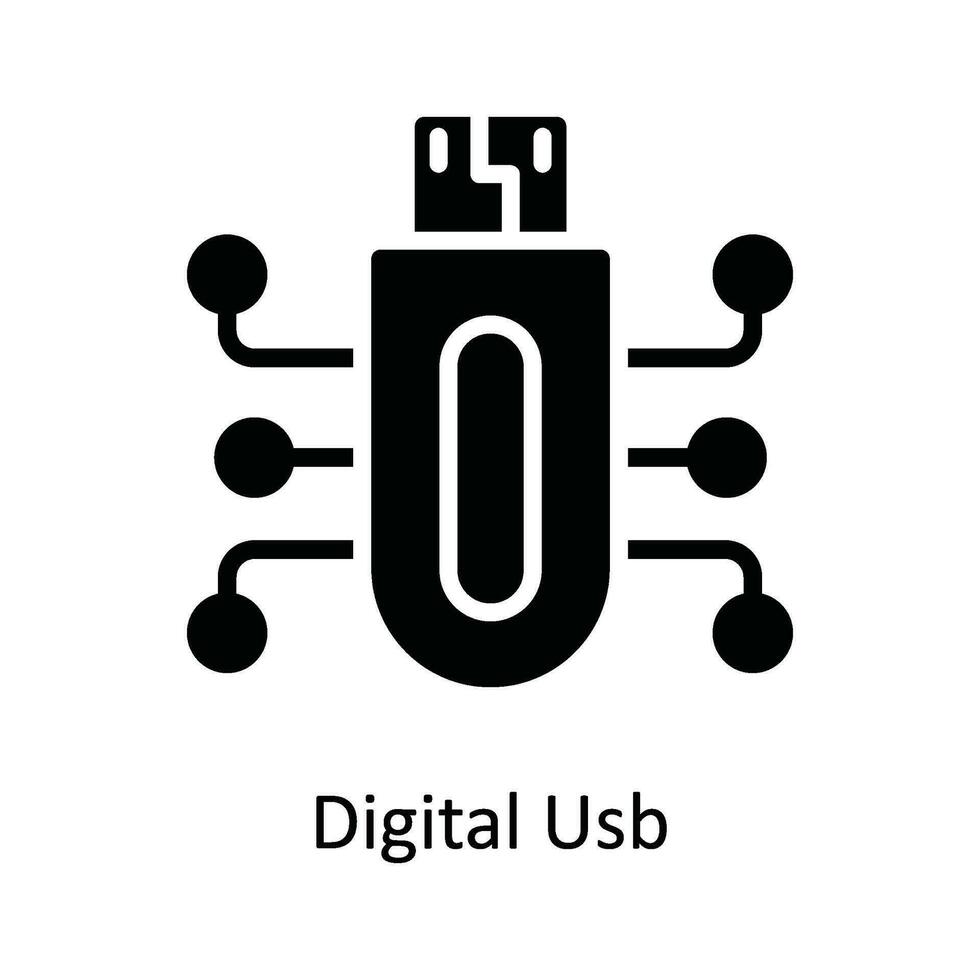 digital USB vector sólido icono diseño ilustración. ciber seguridad símbolo en blanco antecedentes eps 10 archivo