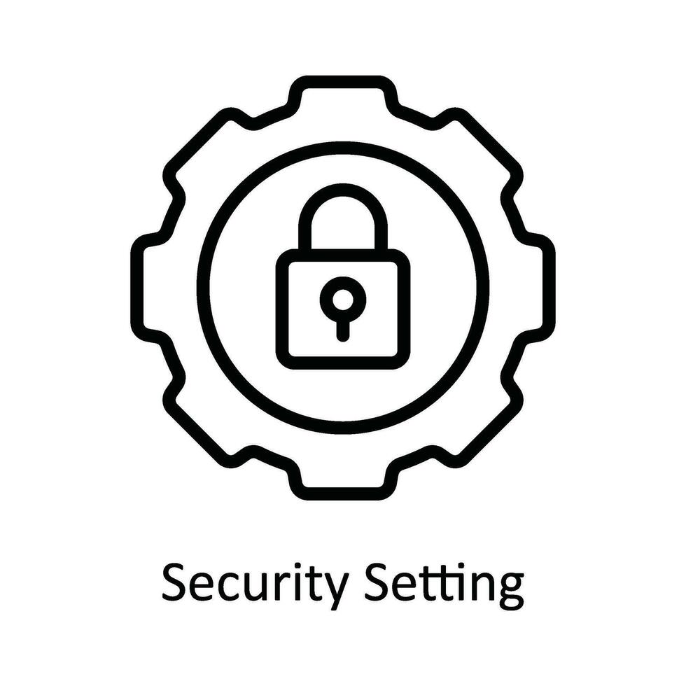 Security Setting Vector  outline Icon Design illustration. Cyber security  Symbol on White background EPS 10 File