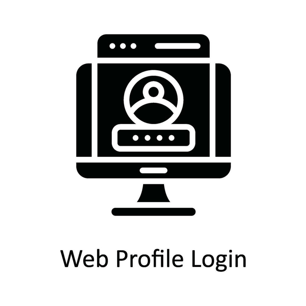 Web Profile Login Vector  solid Icon Design illustration. Cyber security  Symbol on White background EPS 10 File