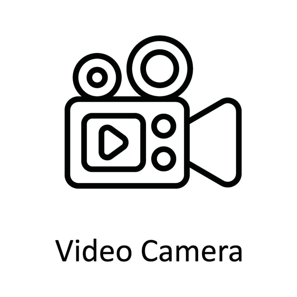 Video Camera  Vector   outline Icon Design illustration. Multimedia Symbol on White background EPS 10 File