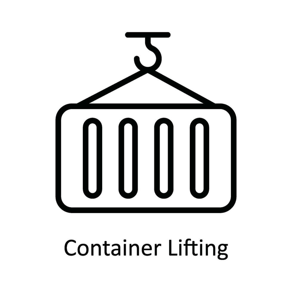 Container Lifting Vector   outline Icon Design illustration. Shipping and delivery Symbol on White background EPS 10 File