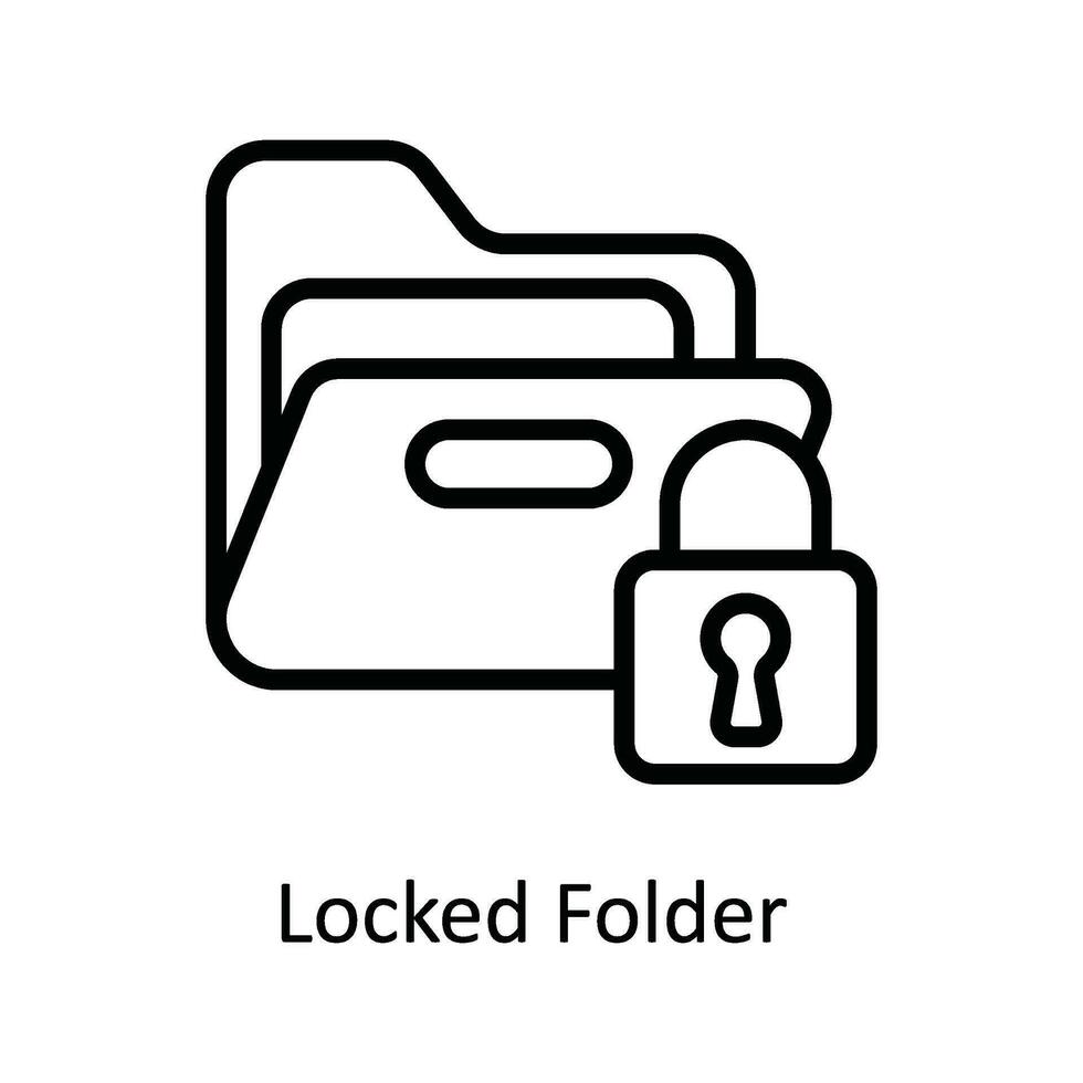 bloqueado carpeta vector contorno icono diseño ilustración. ciber seguridad símbolo en blanco antecedentes eps 10 archivo