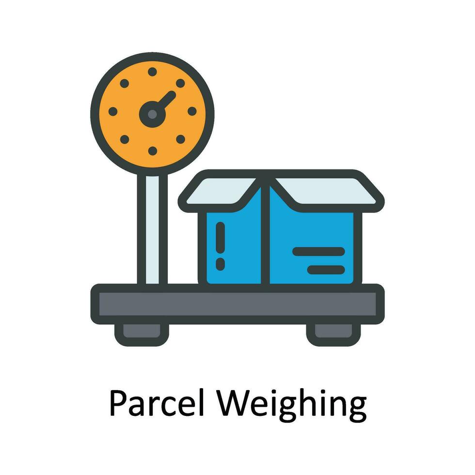 Parcel Weighing Vector  Fill outline Icon Design illustration. Shipping and delivery Symbol on White background EPS 10 File