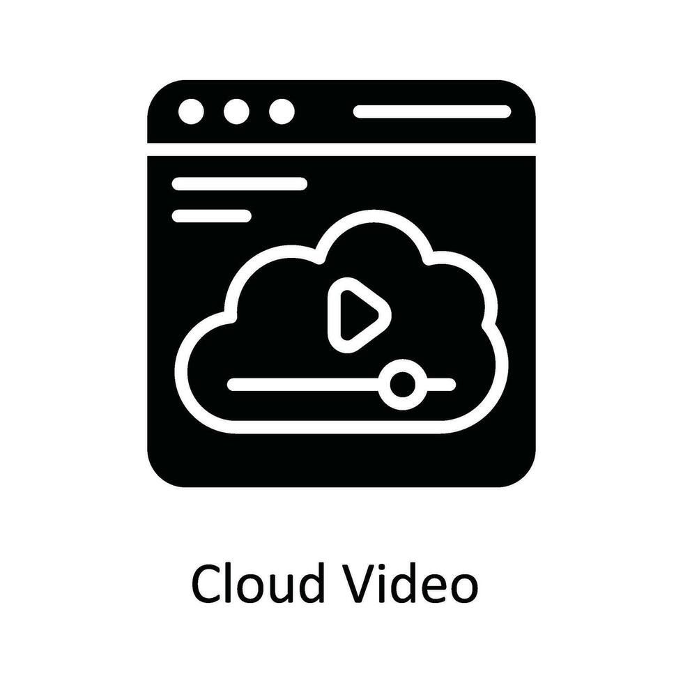 Cloud Video Vector   solid Icon Design illustration. Multimedia Symbol on White background EPS 10 File