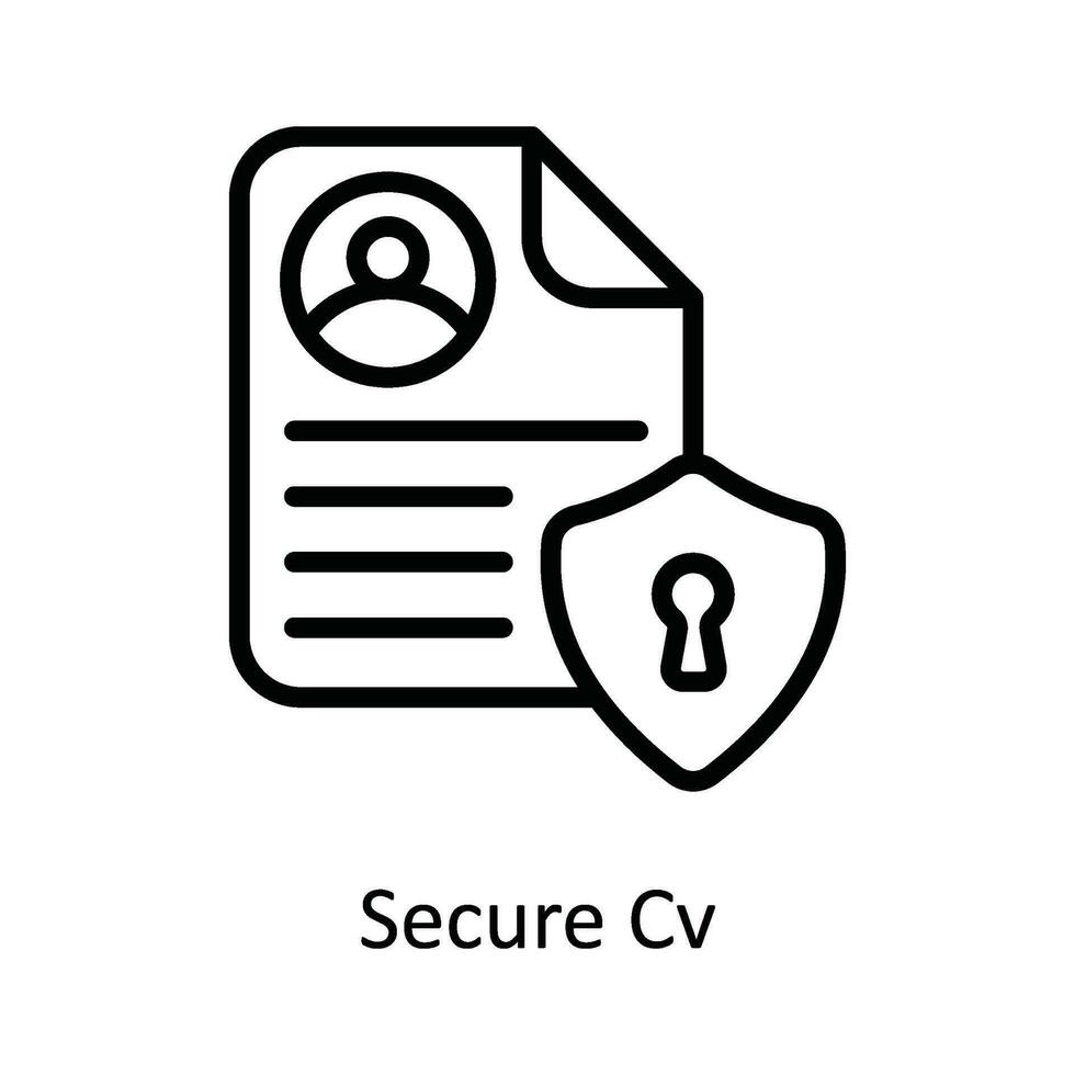 seguro CV vector contorno icono diseño ilustración. ciber seguridad símbolo en blanco antecedentes eps 10 archivo