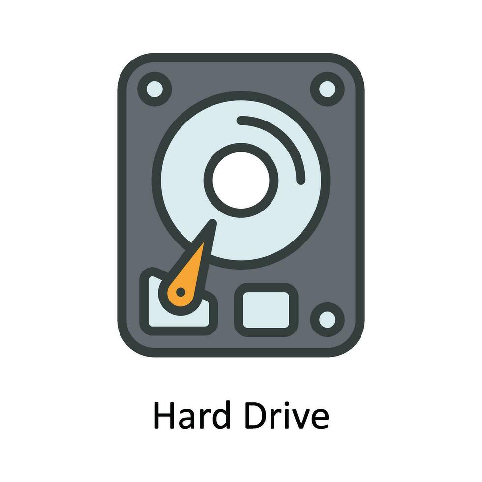 Hard Drive Vector  Fill outline Icon Design illustration. Multimedia Symbol on White background EPS 10 File