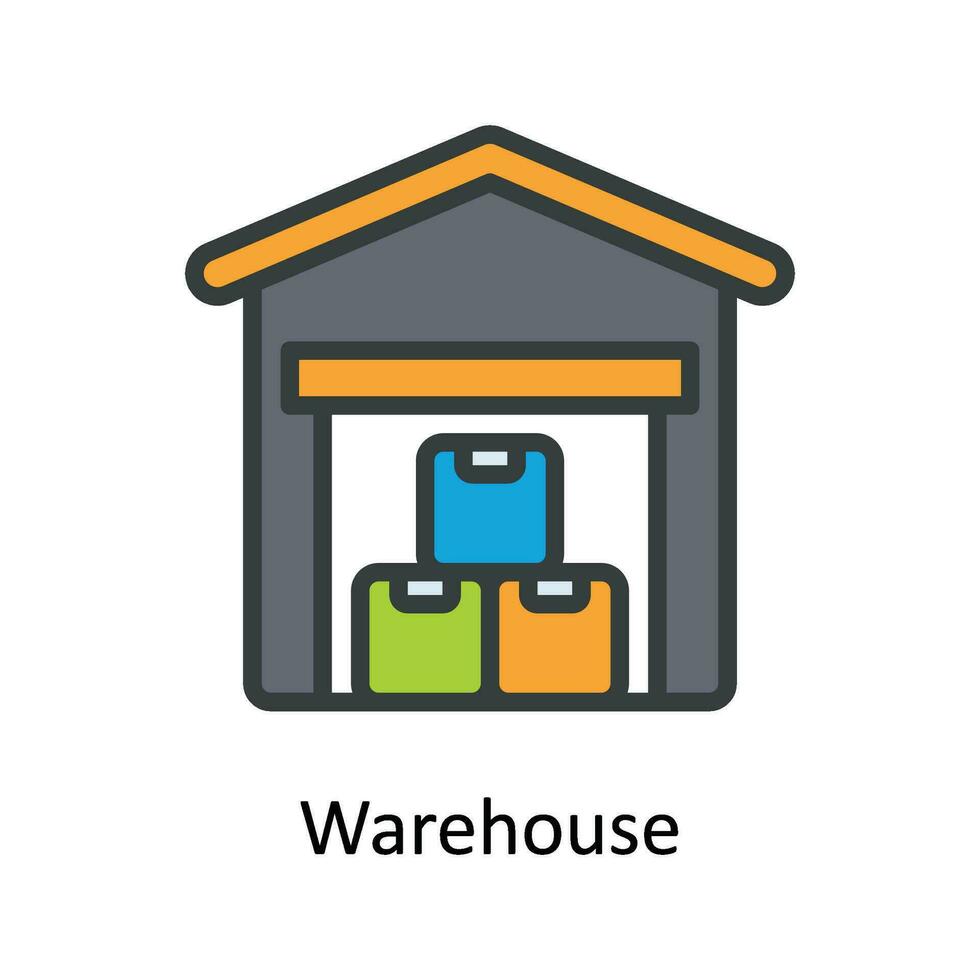 Warehouse Vector  Fill outline Icon Design illustration. Shipping and delivery Symbol on White background EPS 10 File