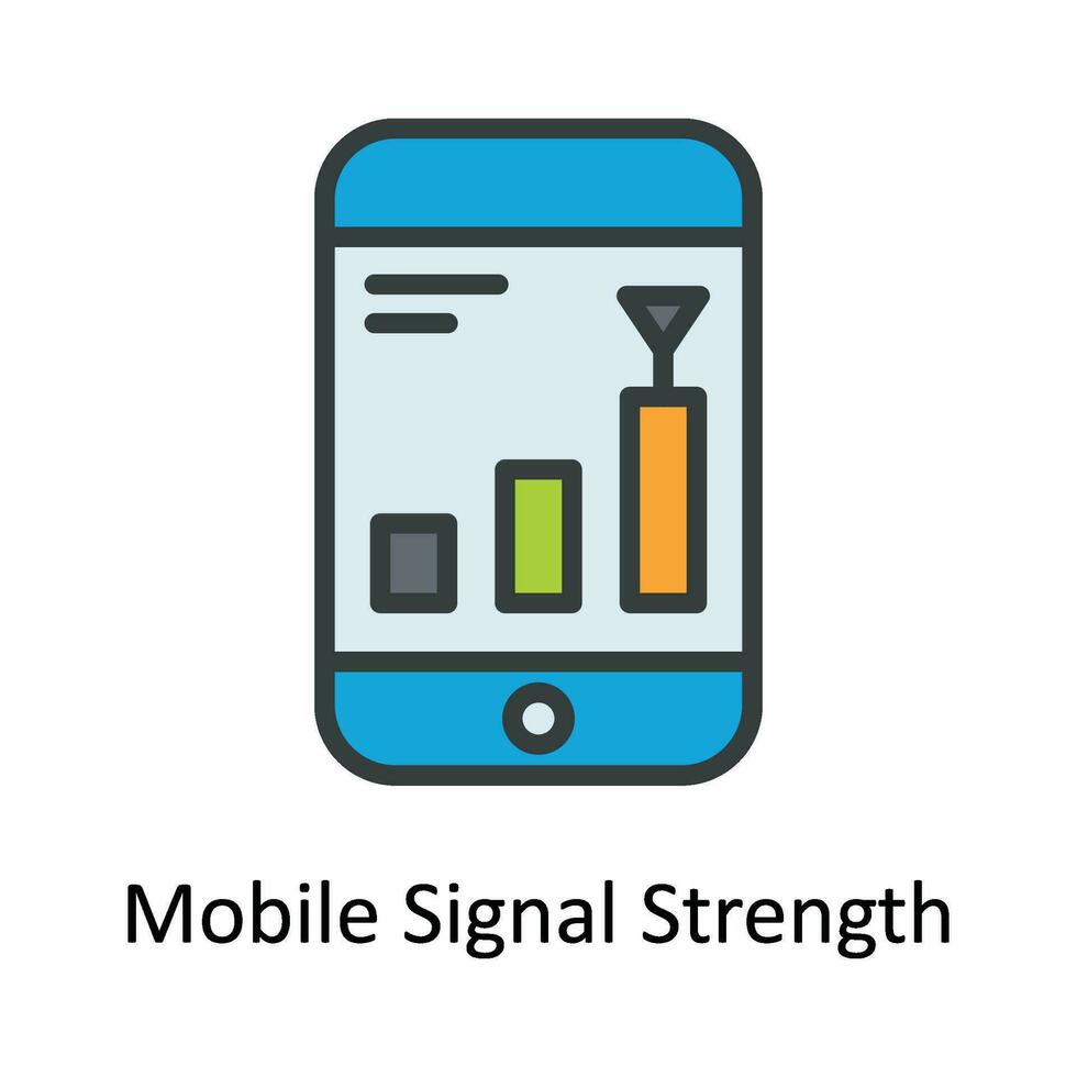 Mobile Signal Strength  Vector Fill outline Icon Design illustration. Network and communication Symbol on White background EPS 10 File