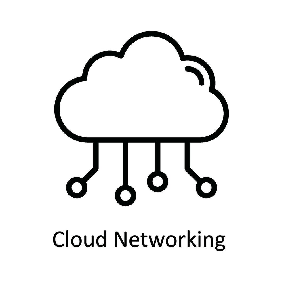 Cloud Networking  Vector  outline Icon Design illustration. Cyber security  Symbol on White background EPS 10 File