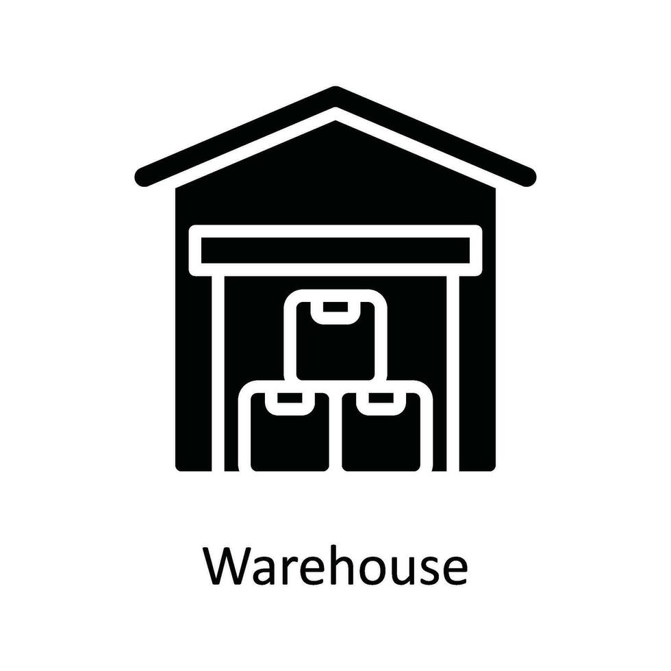 Warehouse Vector   Solid Icon Design illustration. Shipping and delivery Symbol on White background EPS 10 File