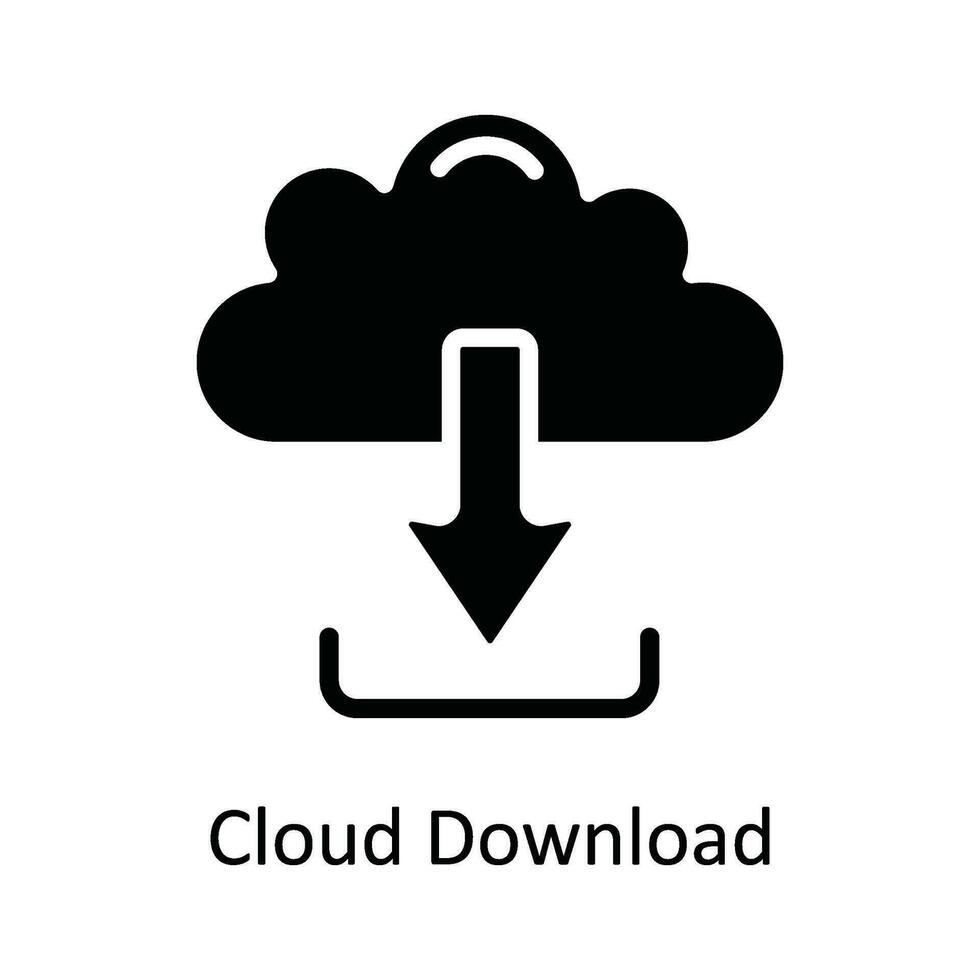 Cloud Download  Vector Solid  Icon Design illustration. Network and communication Symbol on White background EPS 10 File
