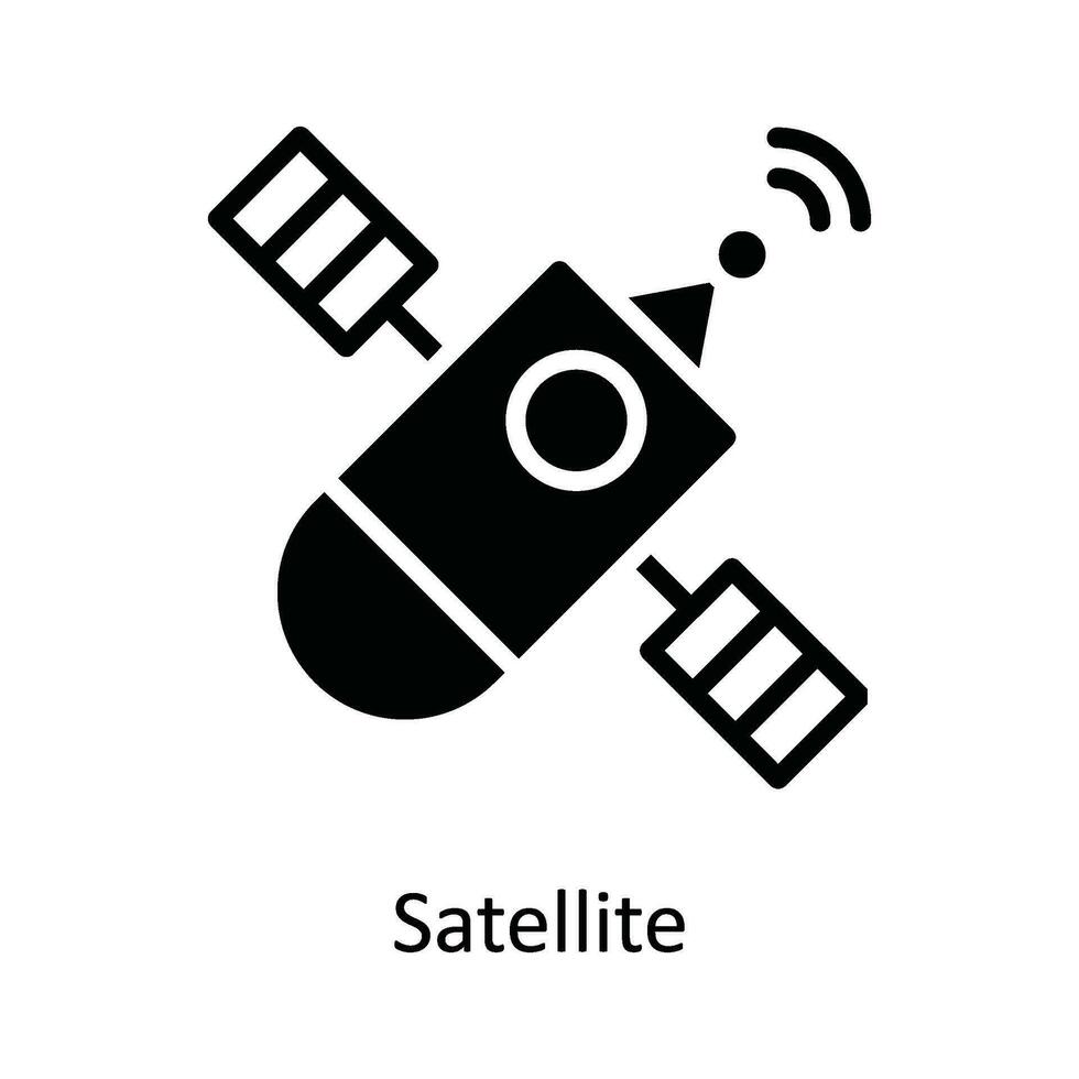 Satellite  Vector Solid  Icon Design illustration. Network and communication Symbol on White background EPS 10 File