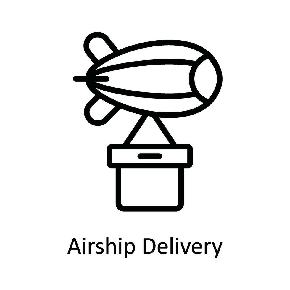 Airship Delivery  Vector   outline Icon Design illustration. Shipping and delivery Symbol on White background EPS 10 File