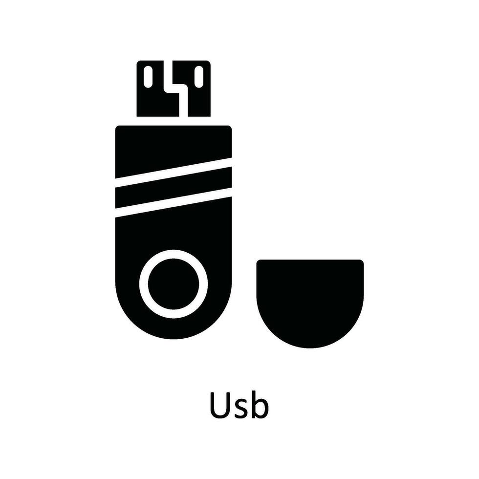 Usb  Vector Solid  Icon Design illustration. Network and communication Symbol on White background EPS 10 File