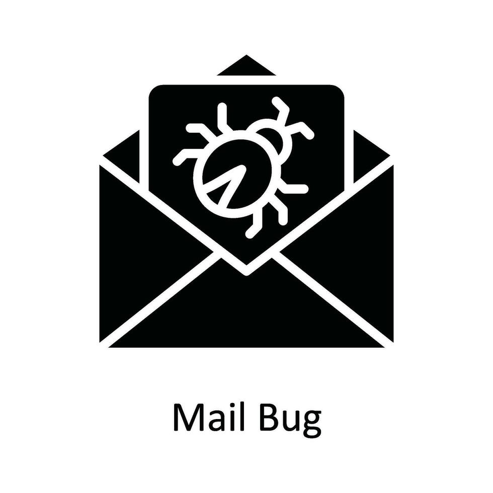 Mail Bug Vector  solid Icon Design illustration. Cyber security  Symbol on White background EPS 10 File