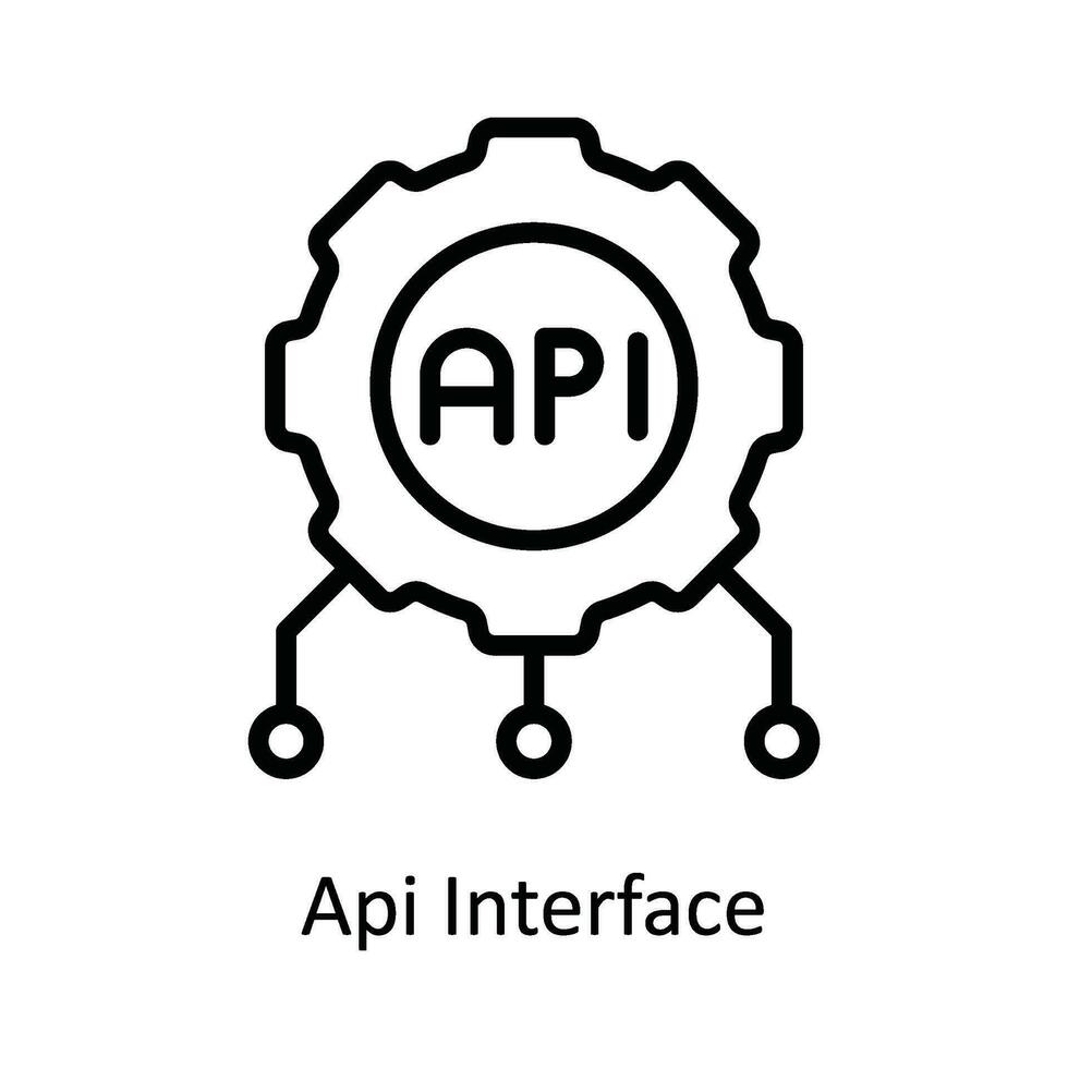 Api Interface  Vector  outline Icon Design illustration. Network and communication Symbol on White background EPS 10 File