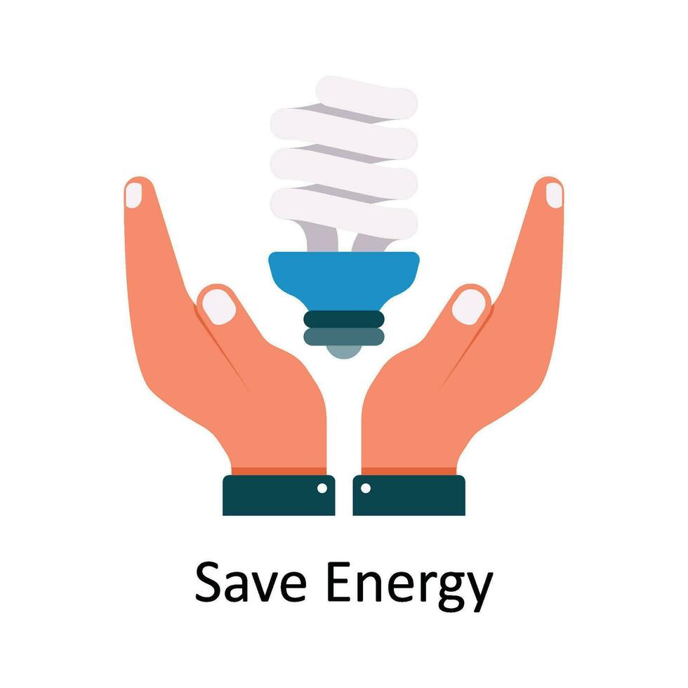 Save Energy Vector Flat Icon Design illustration. Nature and ecology Symbol on White background EPS 10 File