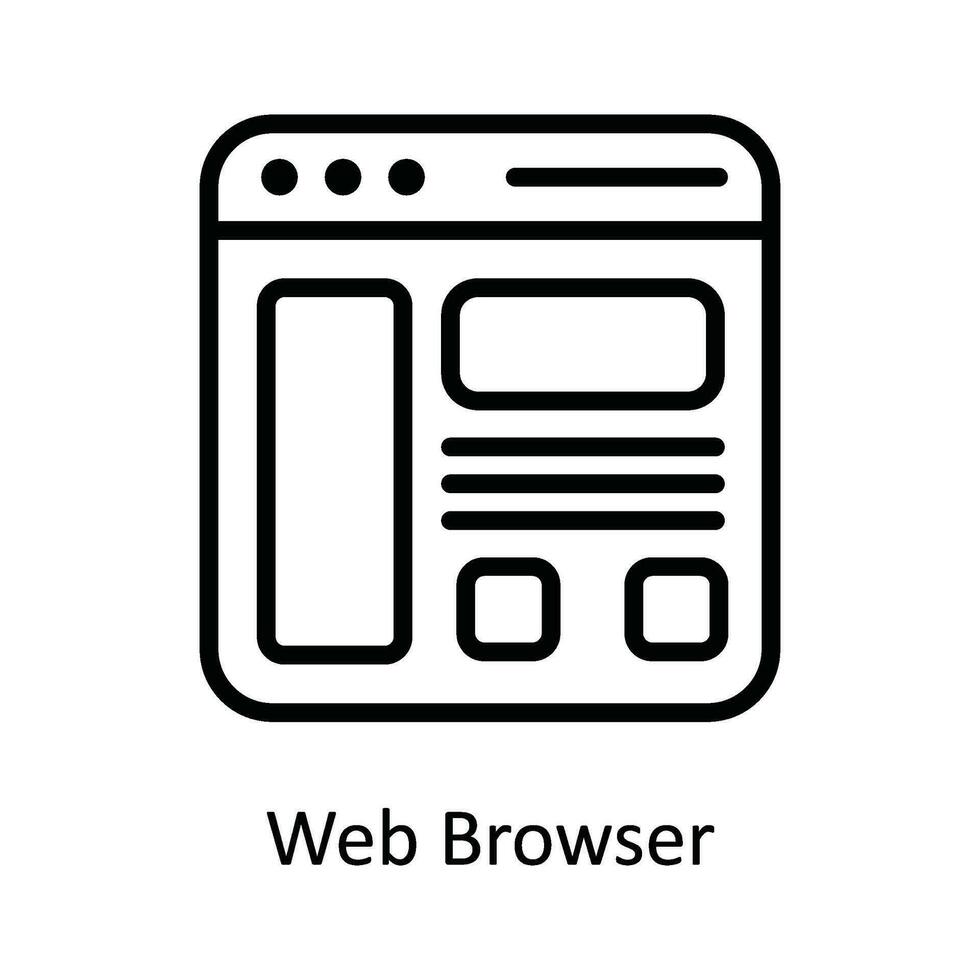 Web Browser  Vector  outline Icon Design illustration. Network and communication Symbol on White background EPS 10 File