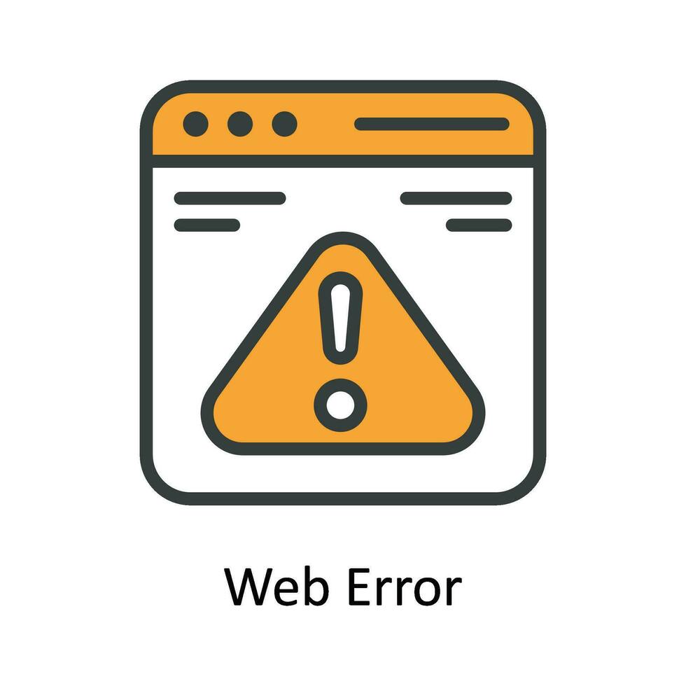 Web Error  Vector Fill outline Icon Design illustration. Network and communication Symbol on White background EPS 10 File