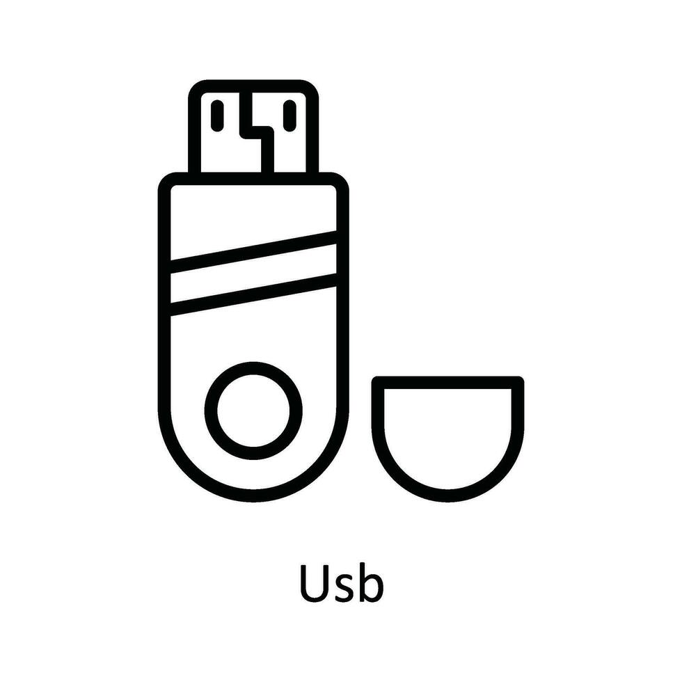 Usb  Vector  outline Icon Design illustration. Network and communication Symbol on White background EPS 10 File