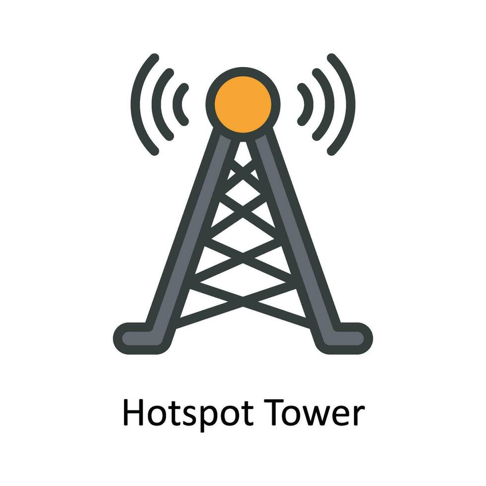 Hotspot Tower Vector  Fill outline Icon Design illustration. Multimedia Symbol on White background EPS 10 File