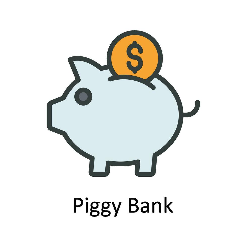 Piggy Bank Vector   Fill outline  Icon Design illustration. Digital Marketing  Symbol on White background EPS 10 File