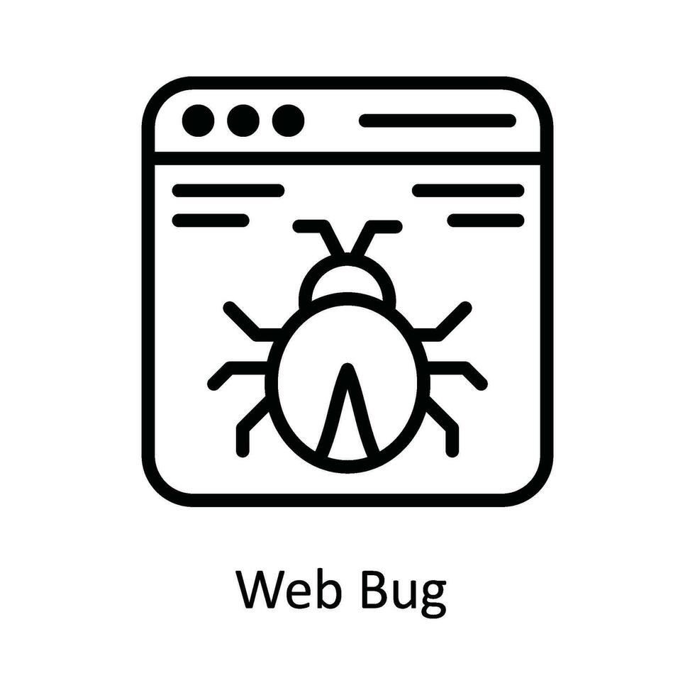 Web Bug  Vector  outline Icon Design illustration. Cyber security  Symbol on White background EPS 10 File