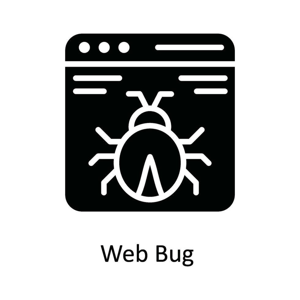 Web Bug  Vector  solid Icon Design illustration. Cyber security  Symbol on White background EPS 10 File