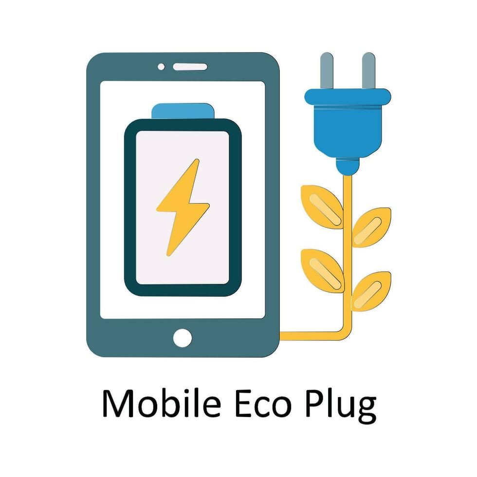 Mobile Eco Plug Vector Flat Icon Design illustration. Nature and ecology Symbol on White background EPS 10 File