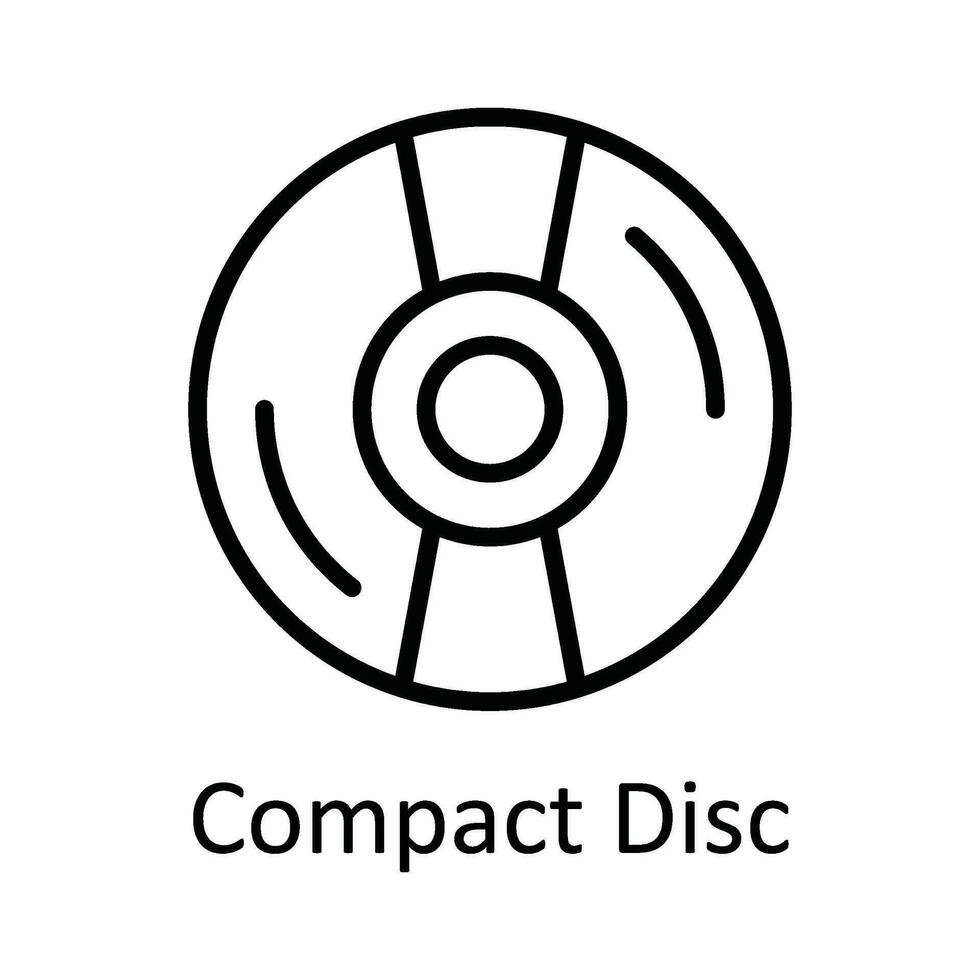 Compact Disc Vector   outline Icon Design illustration. Multimedia Symbol on White background EPS 10 File