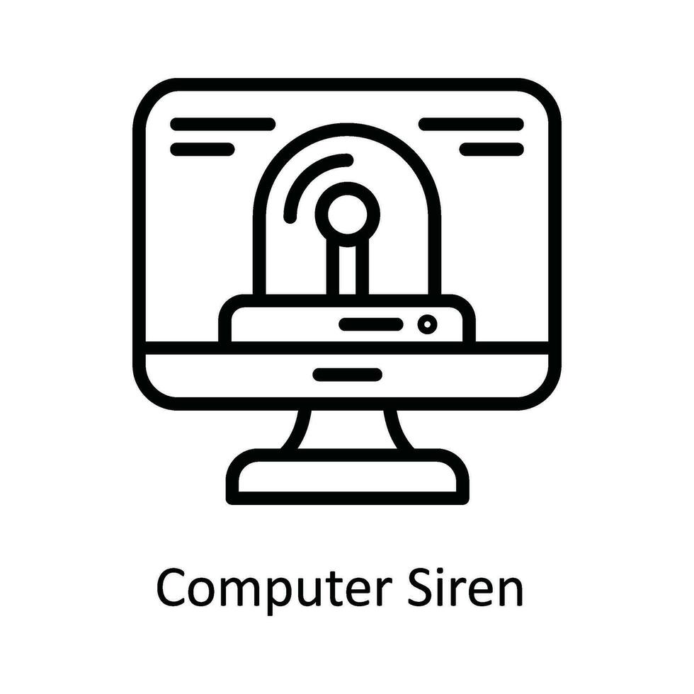 Computer Siren  Vector  outline Icon Design illustration. Cyber security  Symbol on White background EPS 10 File