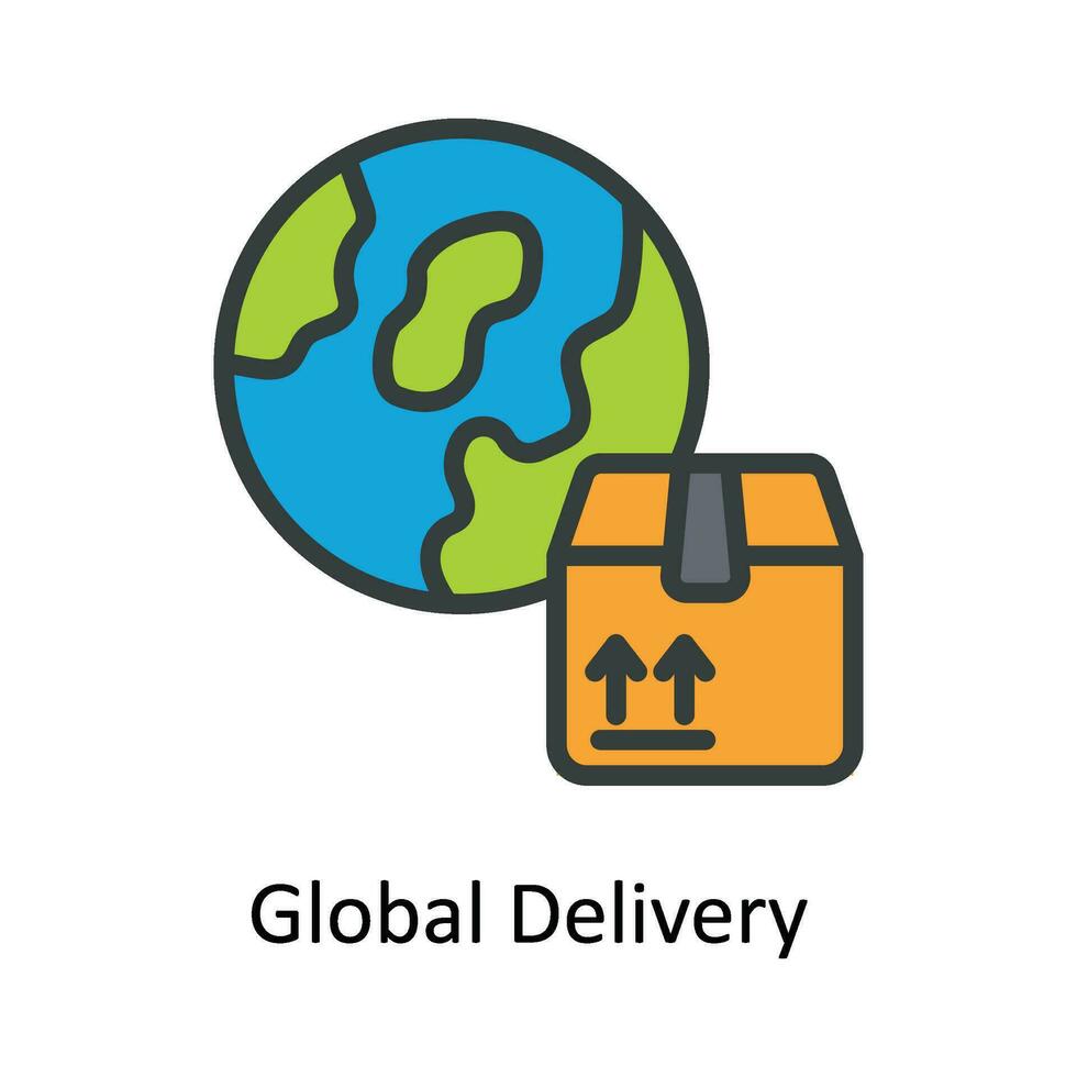 Global Delivery  Vector  Fill outline Icon Design illustration. Shipping and delivery Symbol on White background EPS 10 File