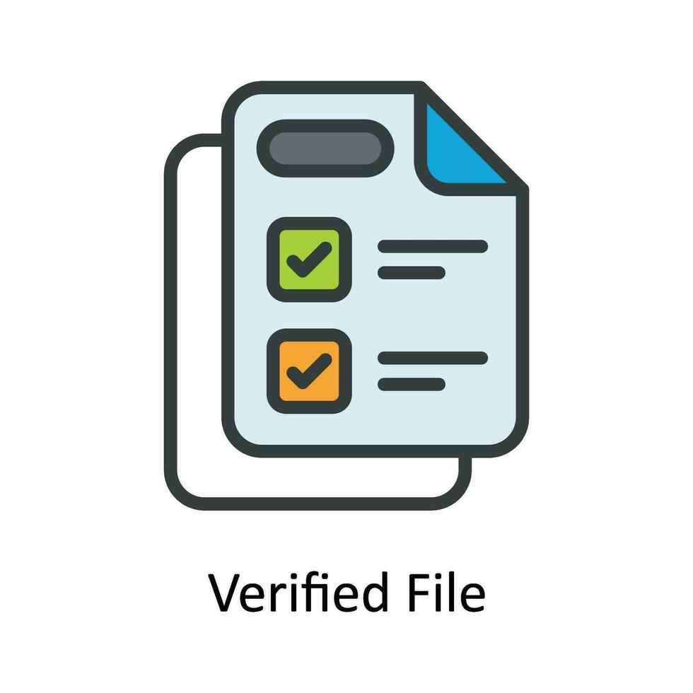Verified File  Vector Fill outline Icon Design illustration. Network and communication Symbol on White background EPS 10 File
