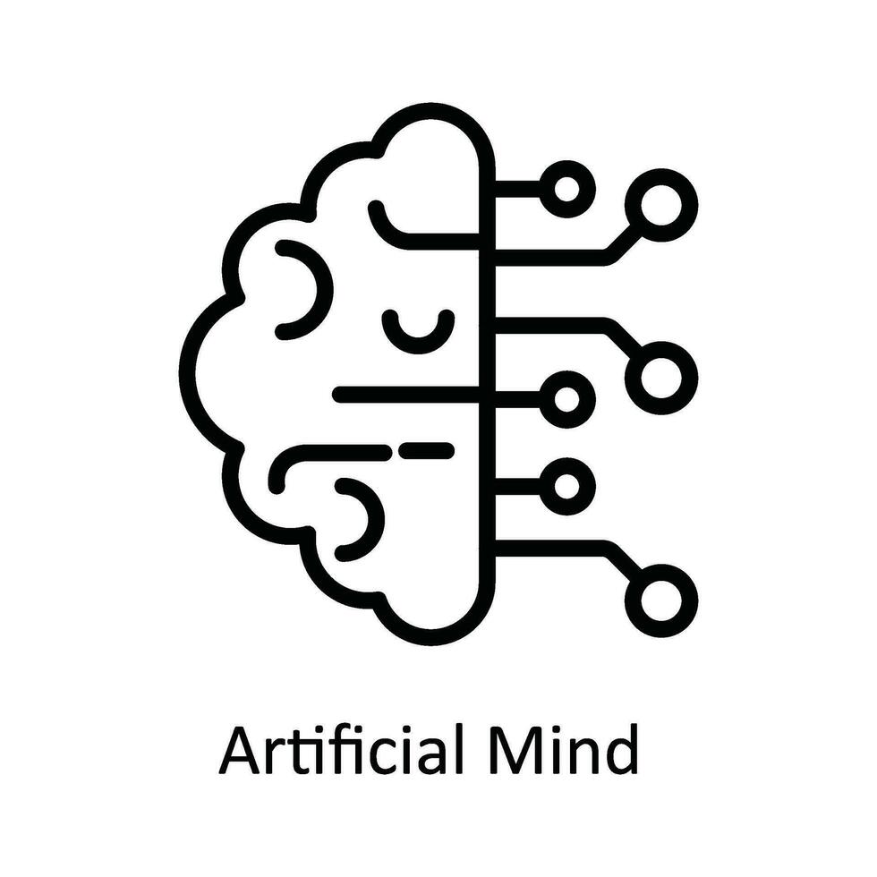 Artificial Mind   Vector  outline Icon Design illustration. Network and communication Symbol on White background EPS 10 File