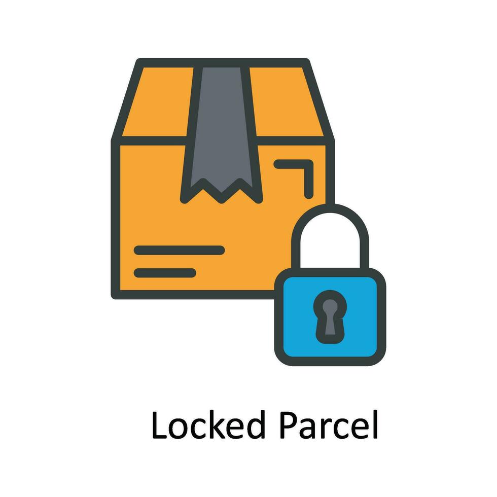 Locked Parcel Vector  Fill outline Icon Design illustration. Shipping and delivery Symbol on White background EPS 10 File