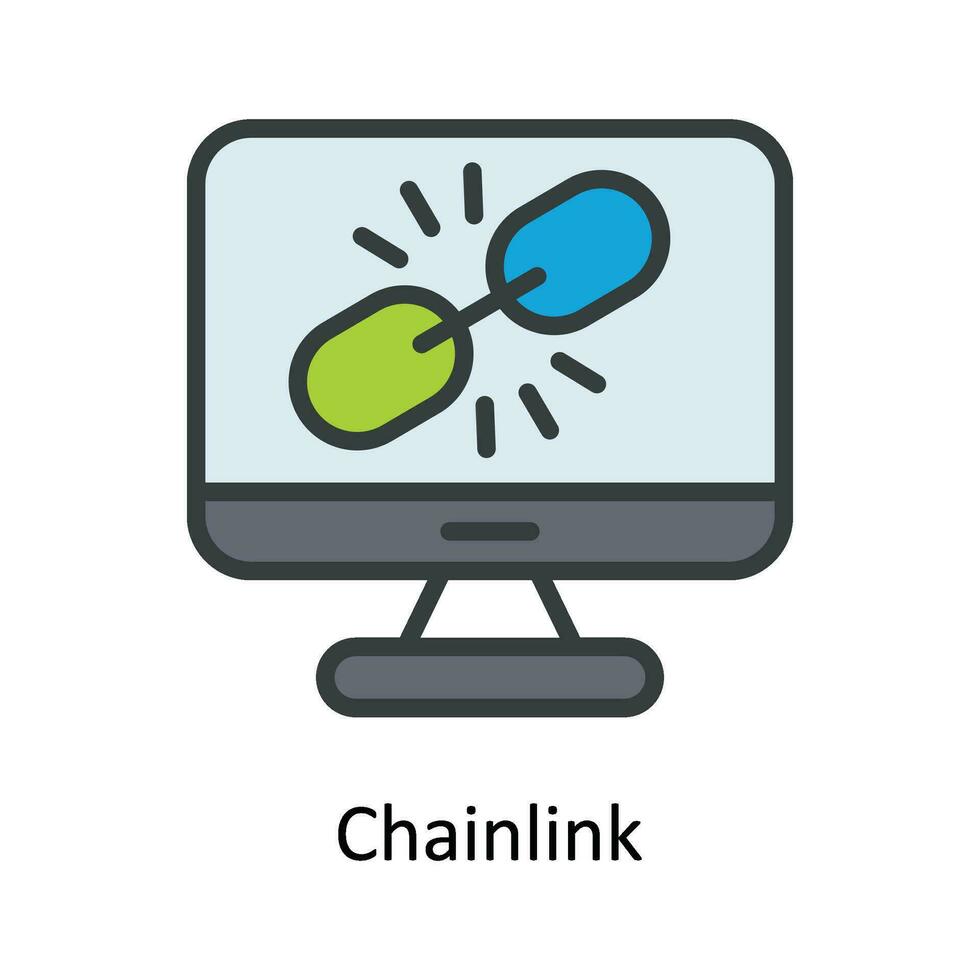 Chain link  Vector Fill outline Icon Design illustration. Network and communication Symbol on White background EPS 10 File