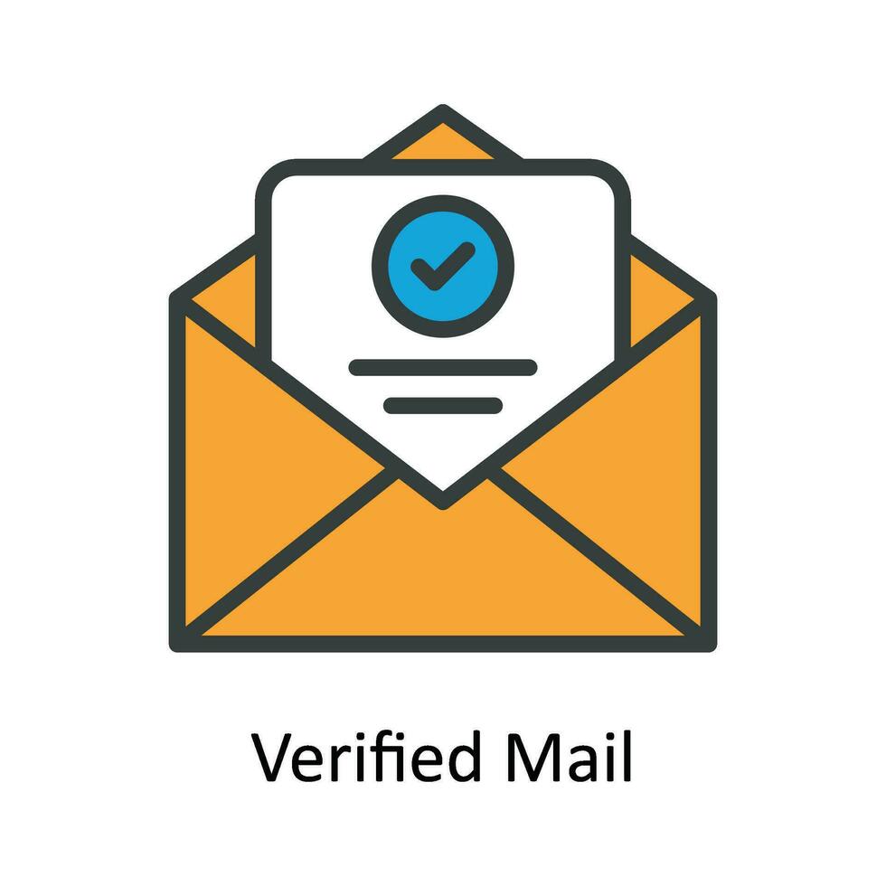 Verified Mail Vector  Fill outline Icon Design illustration. Shipping and delivery Symbol on White background EPS 10 File