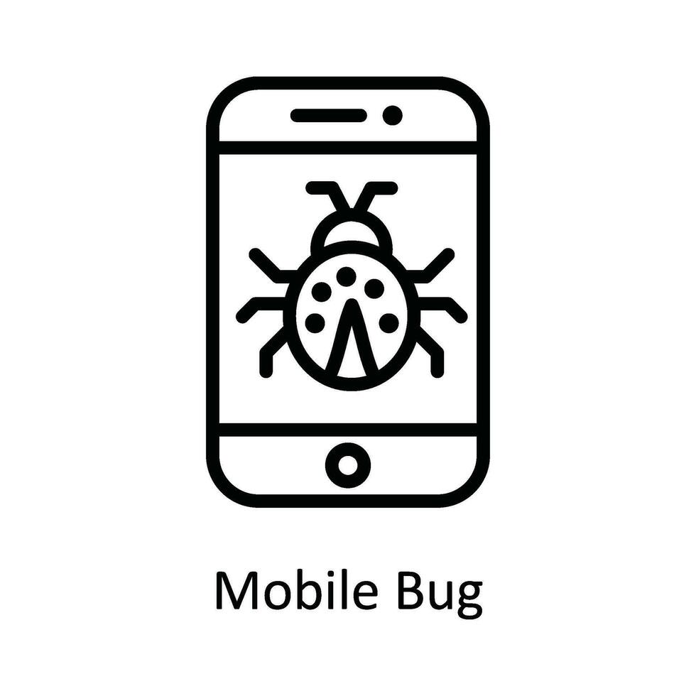 Mobile Bug Vector  outline Icon Design illustration. Cyber security  Symbol on White background EPS 10 File