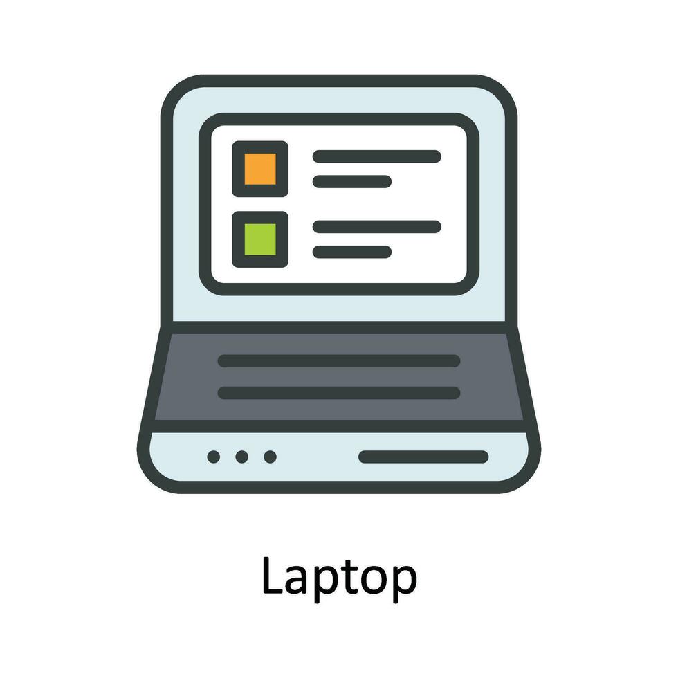 Laptop Vector  Fill outline Icon Design illustration. Multimedia Symbol on White background EPS 10 File
